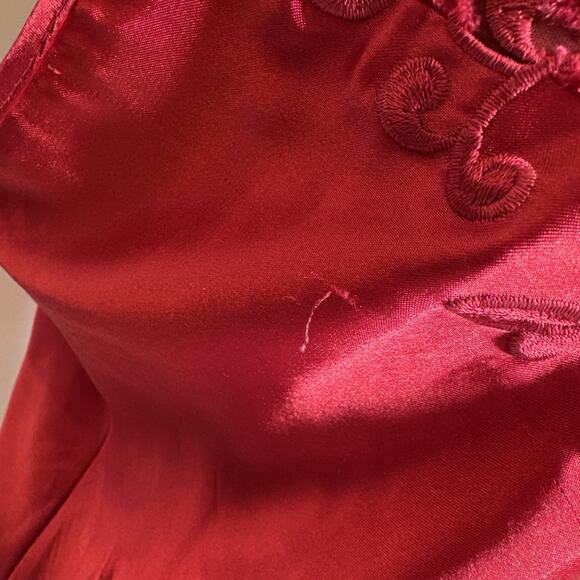 Vintage Private Luxuries Red Satin Slip Dress Nightgown Small Sheer Top Babydoll - Picture 10 of 11
